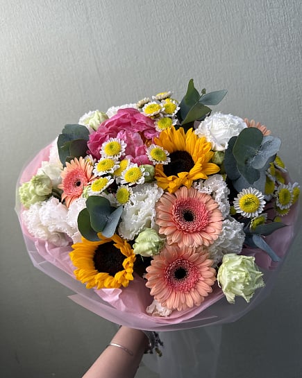 Солнечное настроение с герберами и подсолнухами with delivery to Astana