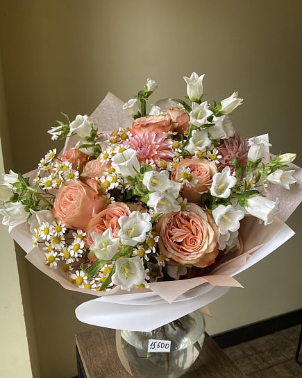 Персиковый закат с пионовидными розами with delivery to Astana