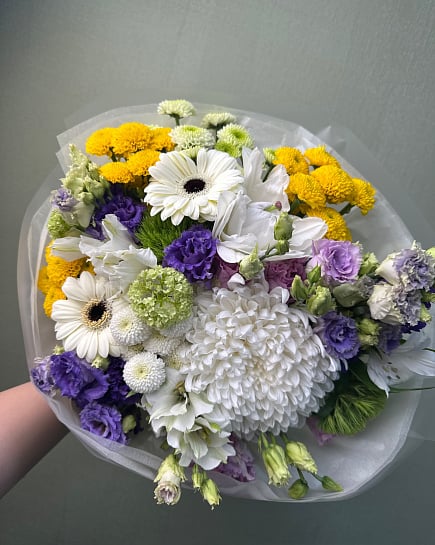 Солнечный микс с хризантемами и герберами with delivery to Astana