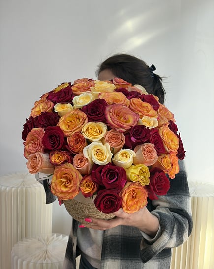 Огненный микс из роз with delivery to Astana