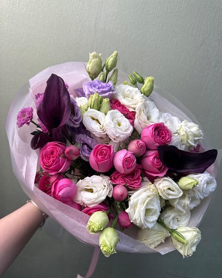 Романтичный микс с каллами и эустомой with delivery to Astana