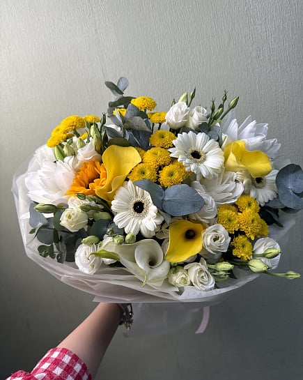 Солнечный микс с герберами и каллами with delivery to Astana